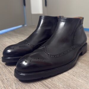 Leizilei Black Leather Men's Boots